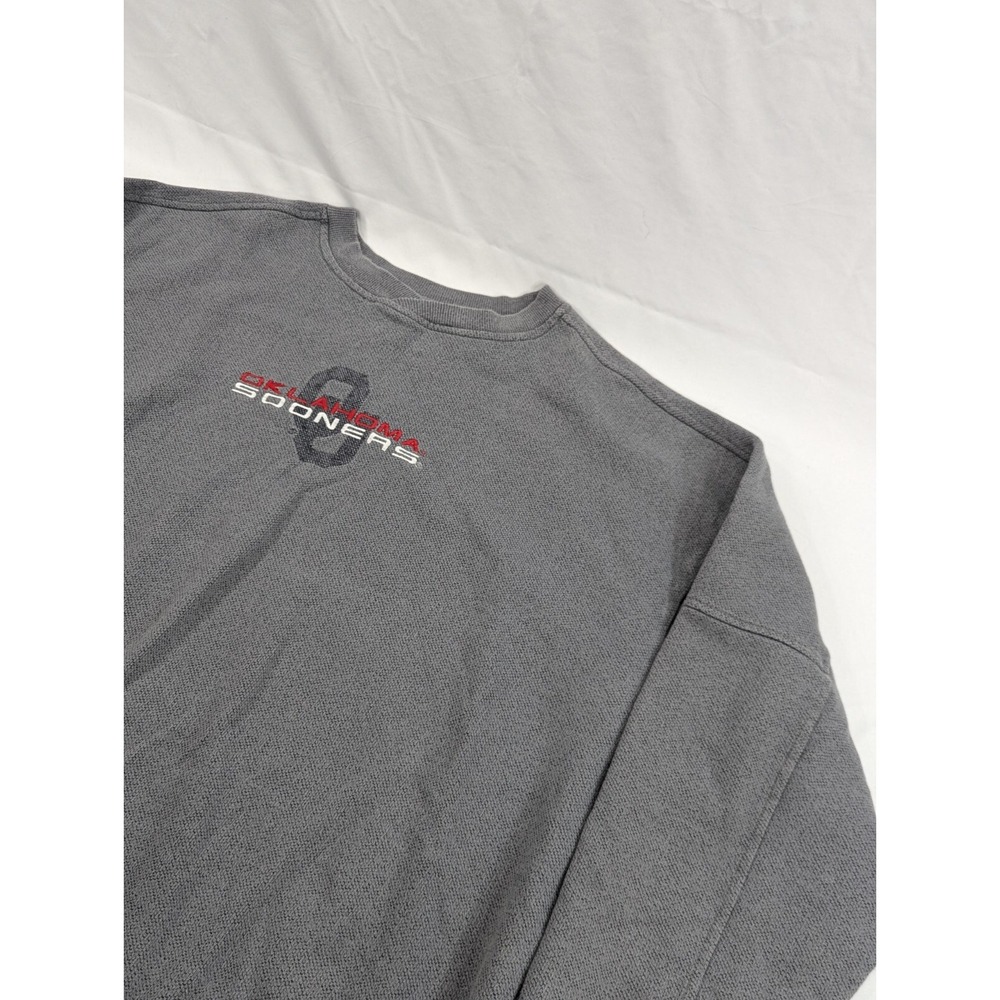 Majestic Oklahoma Sooners NCAA Vintage Mens Sweatshirt Crew Neck - 2XL Gray